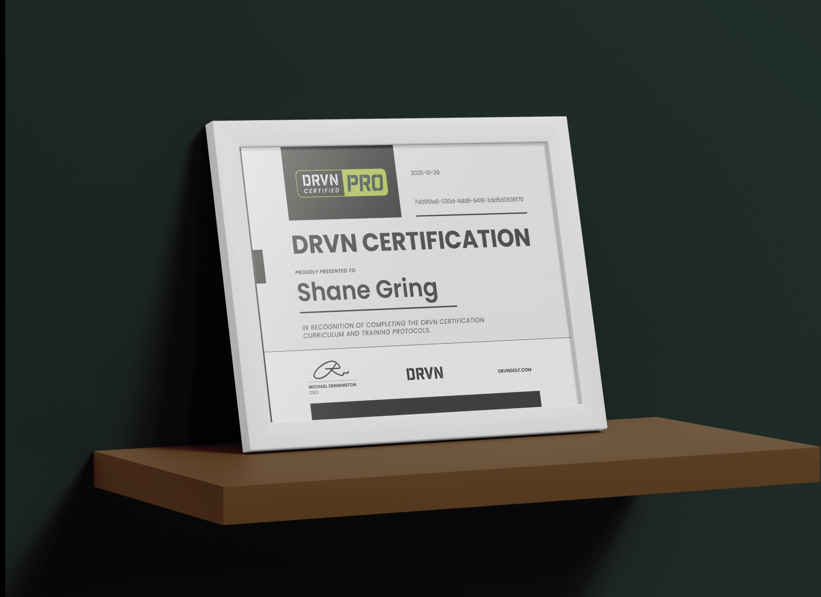 DRVN Pro Certification certificate
